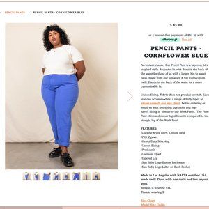 NWOT Big Bud Press Pencil Pants Cauliflower Blue S